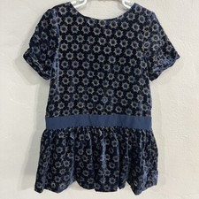 6-7 Navy Blue Juicy Couture Velour Sun Burst Pattern Short Sleeve Dress