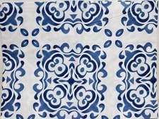 Kitchen Vinyl Tablecloth, 52"x70" Oblong (4-6 people) BLUE & WHITE DESIGN, HS