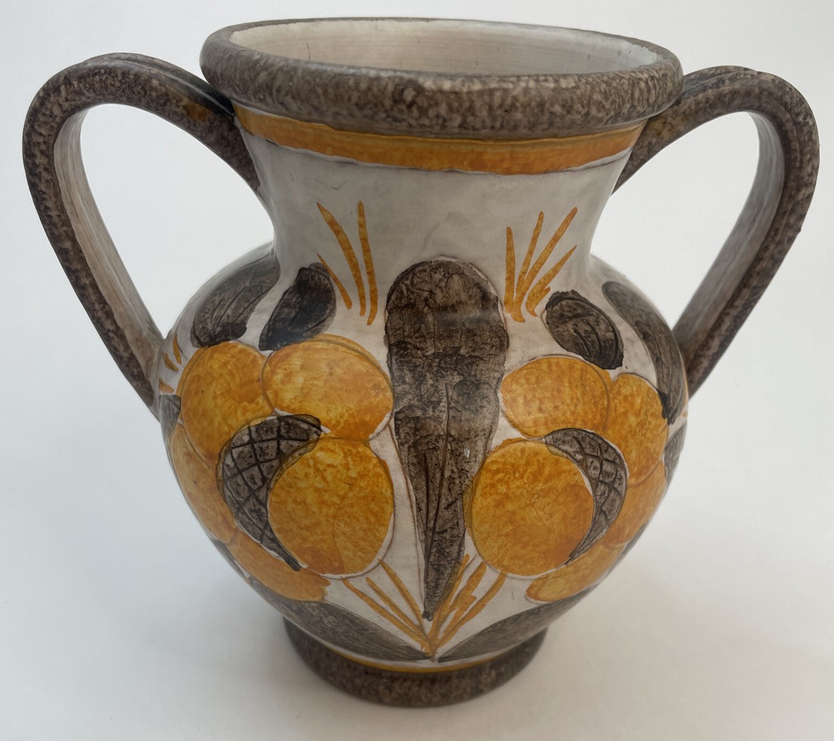 Clay Pot Vase 2 Handles Written Made In Italy 7858 Vintage | eBay