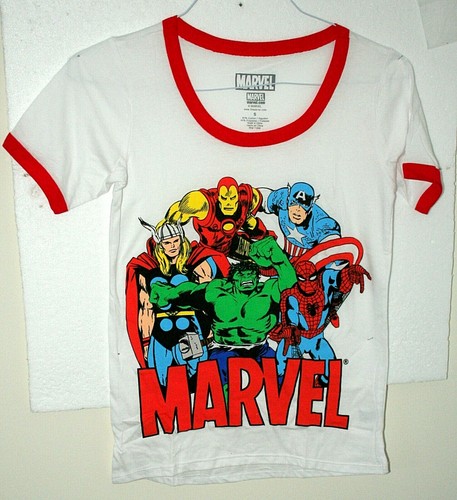 Marvel Comics Classic Style Avengers Captain America Hulk T-Shirt New Med  Womens | eBay