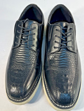 Meijiana Mens Black Leather Lace-Up Fashion Brogue Dress Shoes Crocodile Style