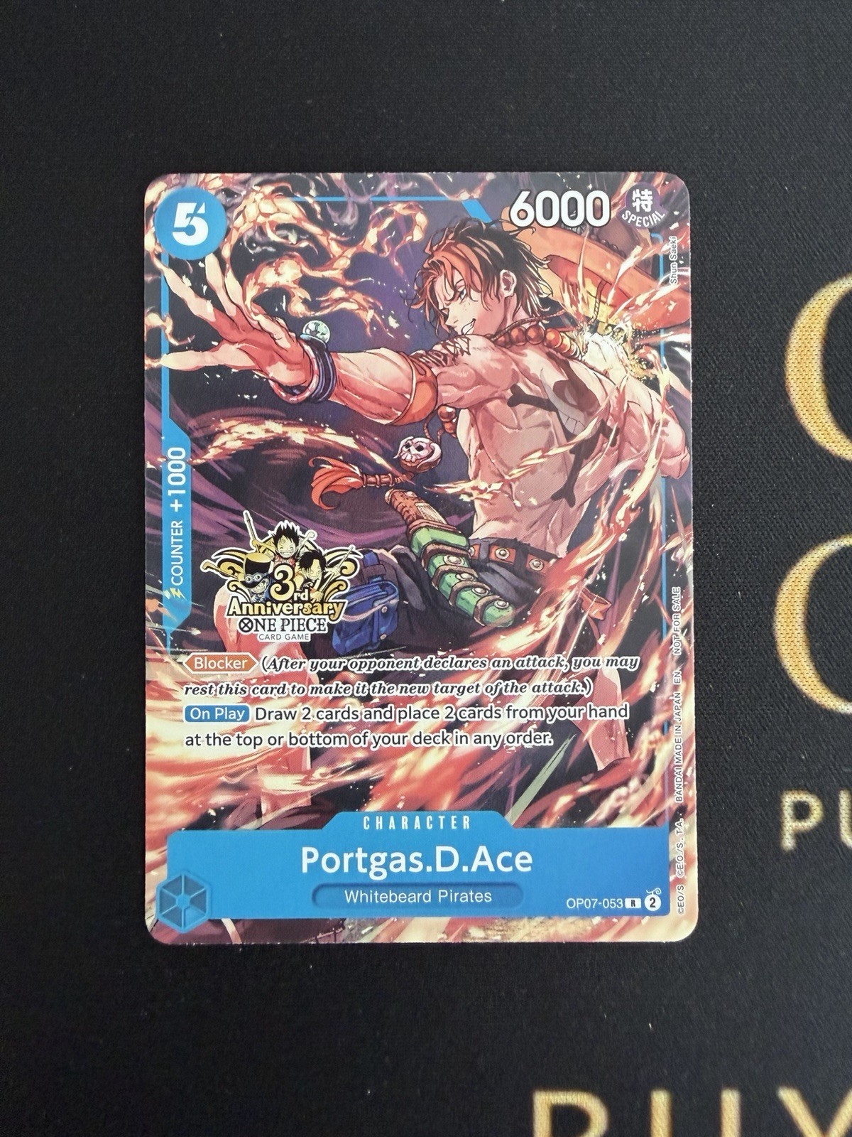 Portgas.D.Ace OP07-053 Alt Art 3rd Anniversary Stamped Promo One Piece TCG NM