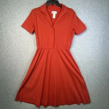 Walden Classics Shirt Dress Women's 10 Red Polka Dot Vintage Fit & Flare Retro
