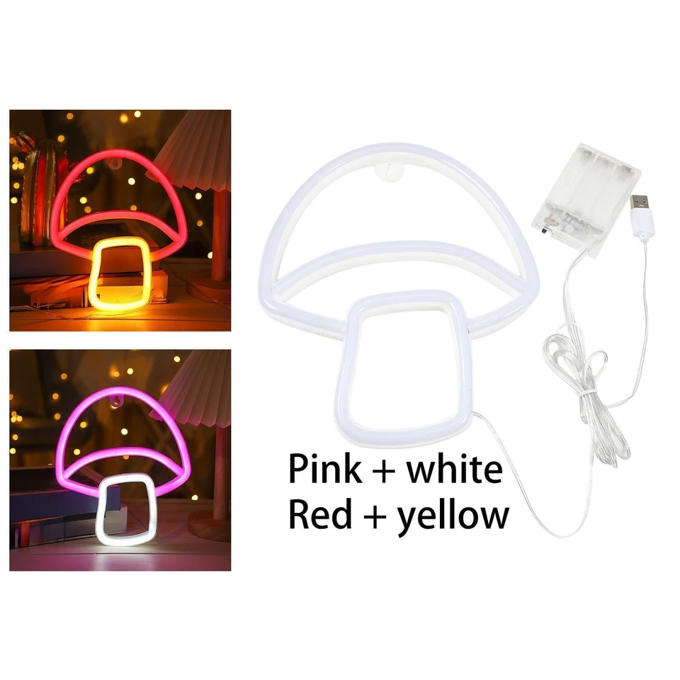 Enseigne lumineuse LED champignon au néon, décoration murale pour fête, bar - Photo 1/1