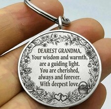 Dear Grandma Guide Light Stainless Keychain Reminder Grandson Granddaughter Love