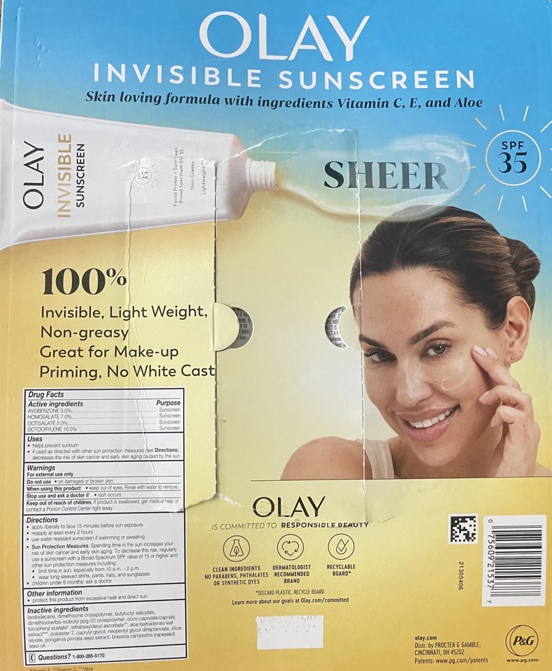 Olay Invisible Sunscreen SPF 35 + Primer 1.7 Fluid Ounce 2-Pack - Image 3 of 4