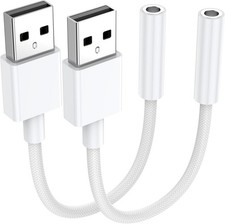 2 Pack USB to 3.5mm Audio Jack Adapter, Audio Aux Cable External Stereo Sound Ca