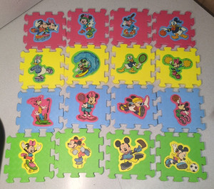 6.5" squares Disney Interlocking Foam floor puzzle mat Mickey Minnie 16pc