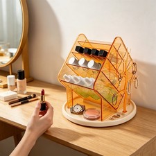 Multi Compartment Makeup Organizer 360  Rotating For Lipstick Perfume Brushes