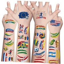 45 Pcs Soccer Tattoos - World Cup Temporary Tattoos for Multicolor