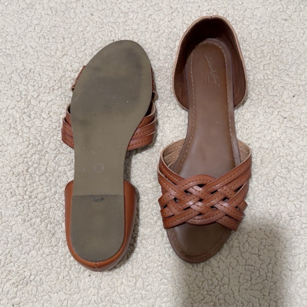 Universal Thread Brown Leather Boho Flat Sandals … - image 2