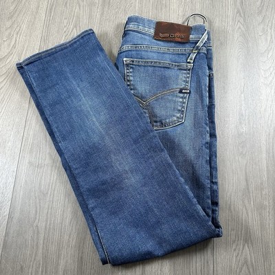 Vintage GAS Mens Jeans W30 L29 Blue Stretch Denim Casual 1980s Italy Memphis Zip