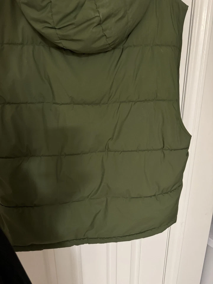 AMERICAN EAGLE CHALECO ACOLCHADO Verde con Capucha Otoño/Invierno Para Hombres XL Cierre a Presión y Cremallera  Foto 2 de 3