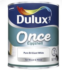Dulux Once Pure brilliant white Eggshell Metal & wood paint, 750ml