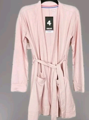 NWT Fourlaps Women Stratus Sweater Wrap Belted Robe Pink Medium Casual PJ Dress