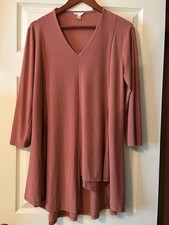 Women's 14W-16W 3/4 Sleeve Tunic Terra Cotta Asymmetrical Hem Career Minimalist