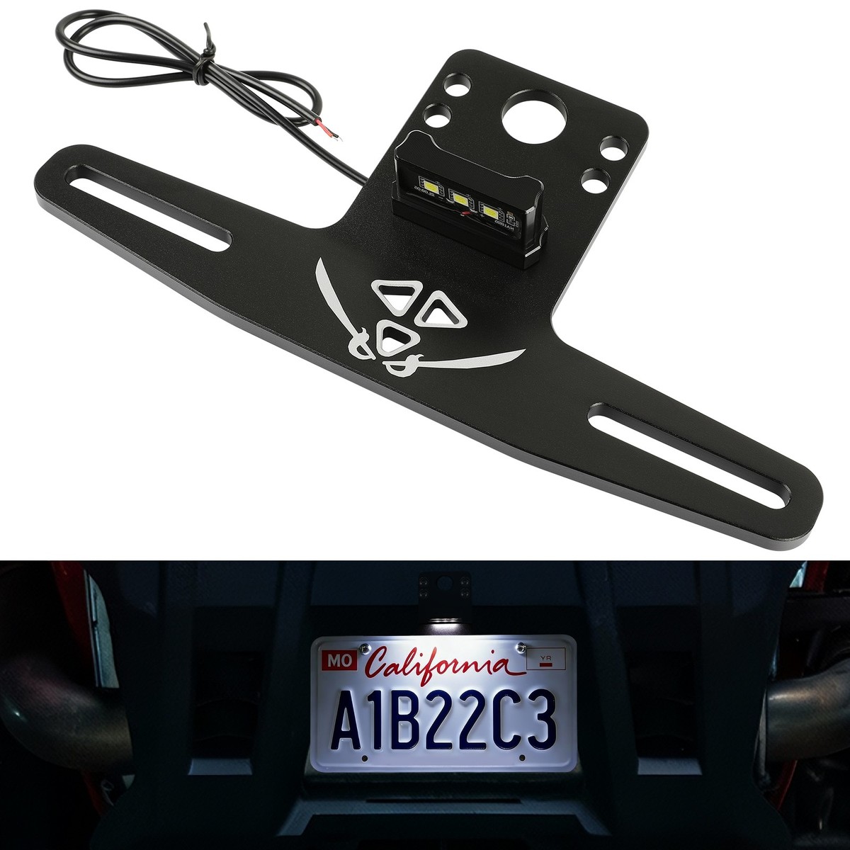 UTV ATV LED License Plate Bracket Holder For Polaris Ranger XP