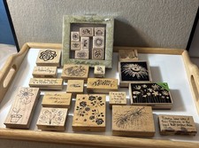 Lote de 25 estampillas de goma de madera vintage artesanías tarjetas regalos día de la madre femenino