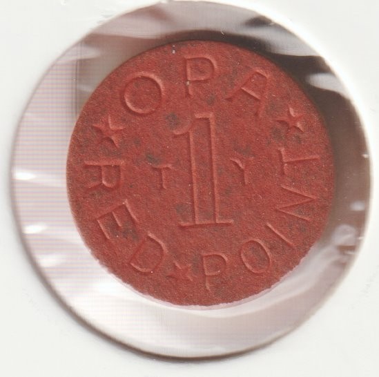 1944 US WWII OPA Red Ration Token TY Collectible WW2 Collection Old War Coin USA