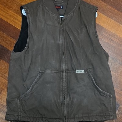 Wolverine Brown Full Zip Vest Men's L Regular  Zipper heavy duty