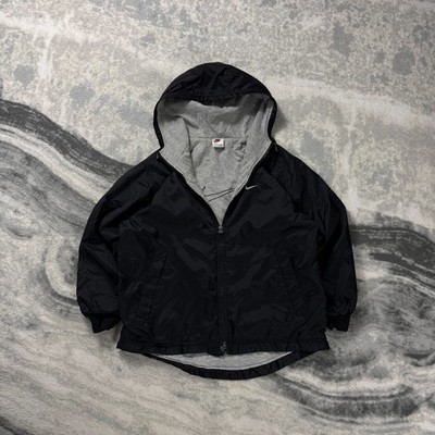 Vintage Nike 1990s Black Swoosh Logo Full Zip Oversized Small Windbreaker Jacket