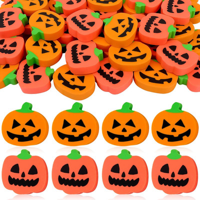 36 Pcs Halloween Pumpkin Erasers Bulk Mini Pencil Erasers Kids Cute Eraser for C
