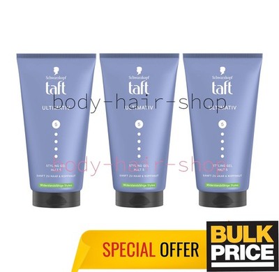 Taft Ultimativ Hair Styling Gel Long-Lasting Hold Durable Hairstyle 150ml 3-Pack