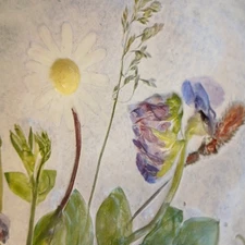 Vintage Salt Marsh Pottery Daisy Hudsonia Beach Pea Oval Bowl Wall Hanging 1994