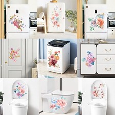 Romantic Flowers Wall Sticker For Bathroom Toilet Seats Fridge Cupboard Decal