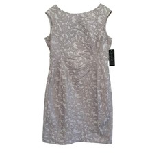NWT Lauren Ralph Lauren Floral Cocktail Mini Dress Womens 14 Gray Formal Gala