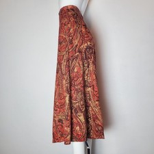 Vintage 80s Koret Plus Size Burnt Orange Paisley Midi Skirt