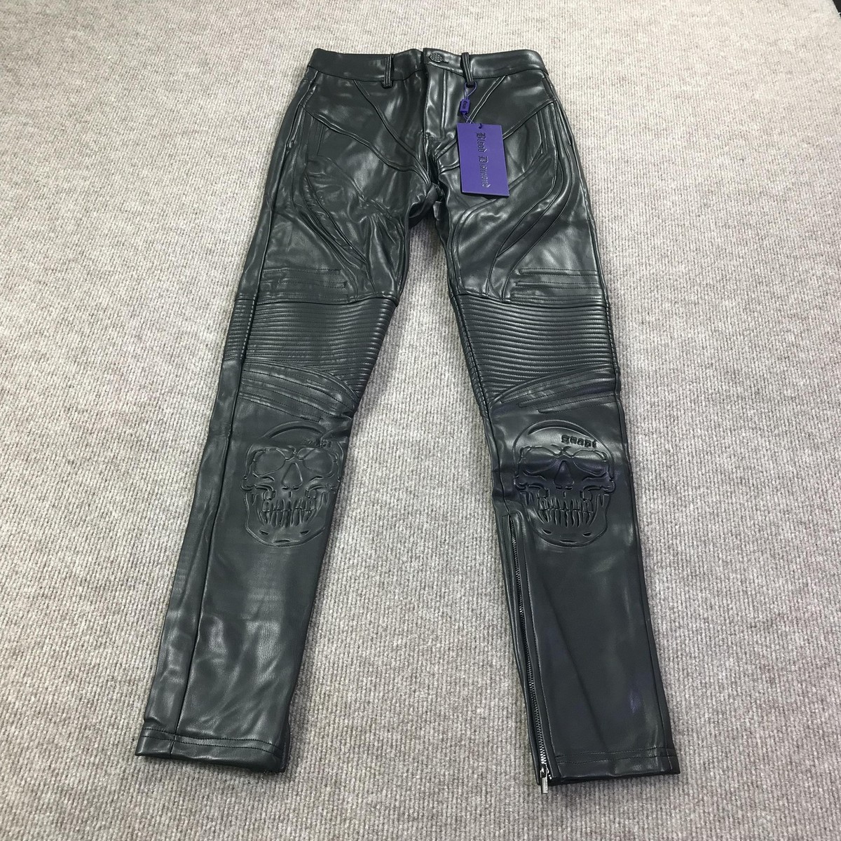 Guapi Blood Diamond Pants Mens 28 Black Leather Skull Embossed 