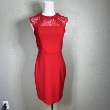 EXPRESS Women's Red Lace Zipper Back Lined Sleeveless Dress Size 4