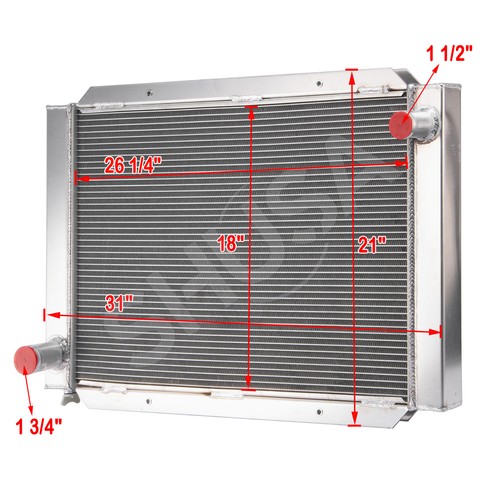 Airboat Radiator Aluminum 4-Row 31''W x 21''H Overall High Performance ...