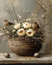 Bird Paint by Numbers Kit for Adults,Birds Flowers Paint by Number MT21290