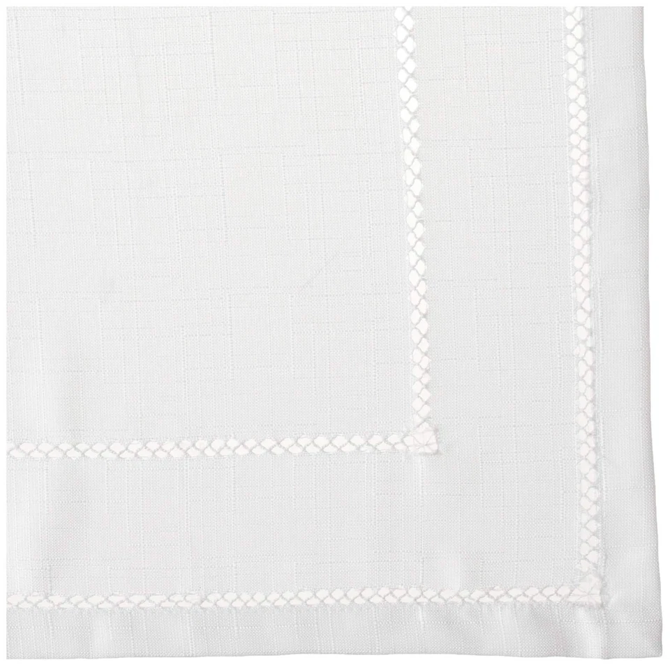 Hem Stitch Embroidered Vintage Design Tablecloth White 68" by 140" Oblong/Rec... - Image 2 of 4