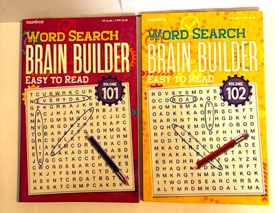 Word Search Brain Builder Books Vol. 101 and 102, 2025 lot of 2