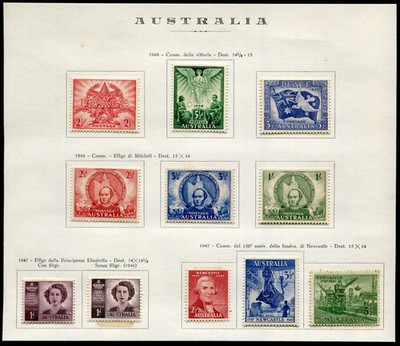AUSTRALIA - 11 BEAUTIFUL MINT STAMPS WITH ORIGINAL GUM - 1946-1947