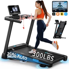 MERACH T12 Foldable Treadmill with Auto Incline 15%, 0.8-12 km/H Walking Pad App