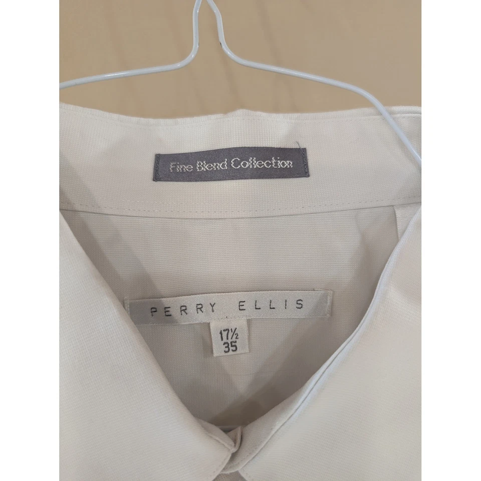 Camisa Perry Ellis Colección Mezcla Fina Para Hombre Manga Larga Con Botones 17.5 35 Foto 2 de 4