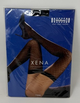 Wolford Stockings Stay-Up Thigh High Xena Small Black Pattern Sheer New NIP