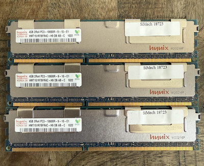 Lot of 3 - 4GB 2Rx4 PC3-10600R DDR3 Memory RAM (SK Hynix)