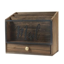 Mail Organizer with 3 Compartments and Drawer, Desk Mail Sorter for Office Home