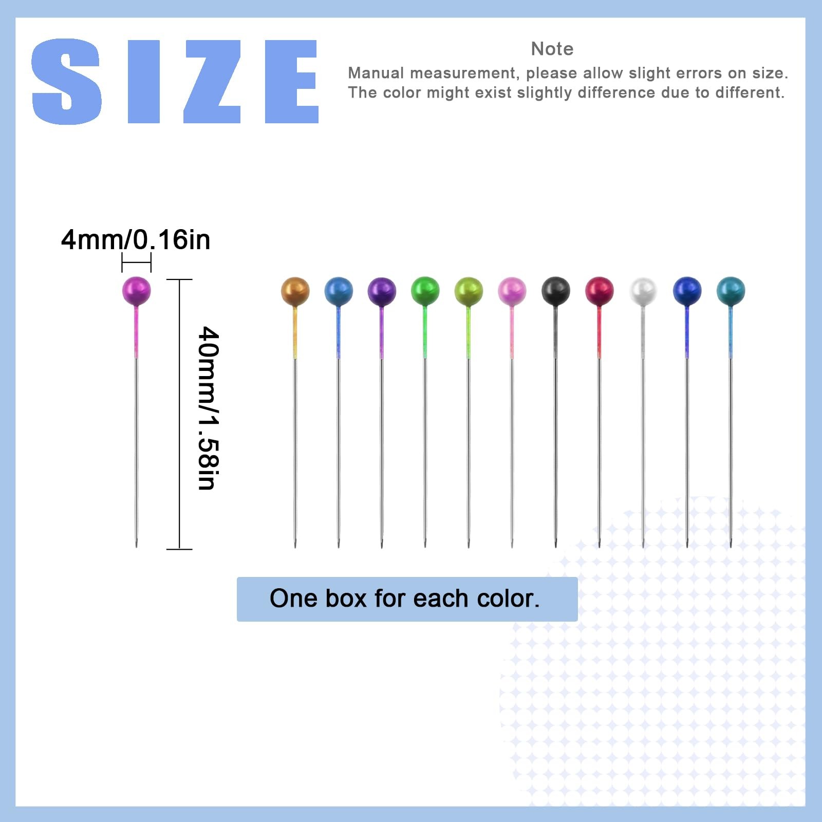 1200Pcs 1.5 inch Sewing Pins, Straight Pins with Colored Heads 12 Colors Pear...