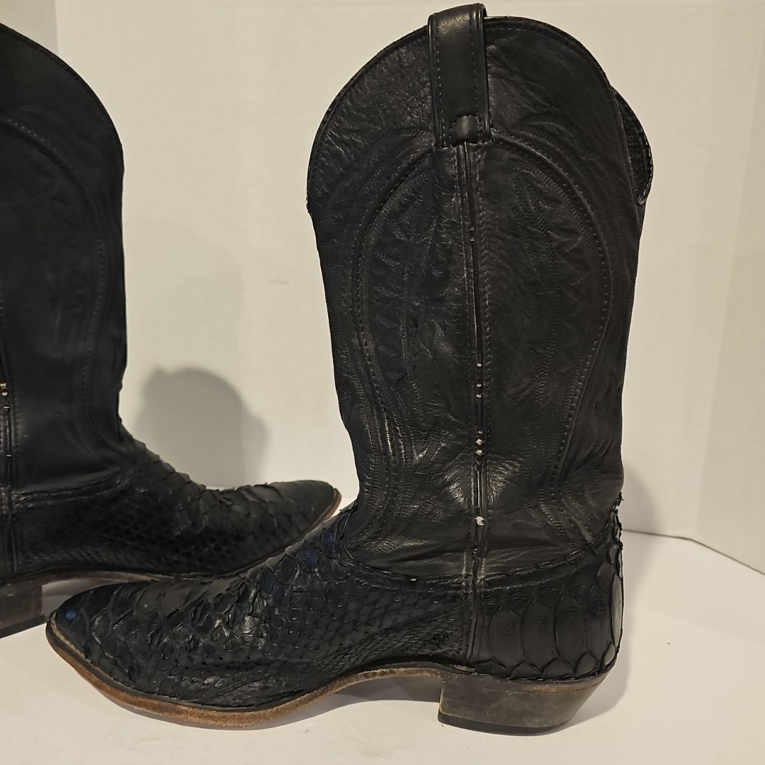 Men’s Code West Snakeskin Python Black Cowboy Boo… - image 6