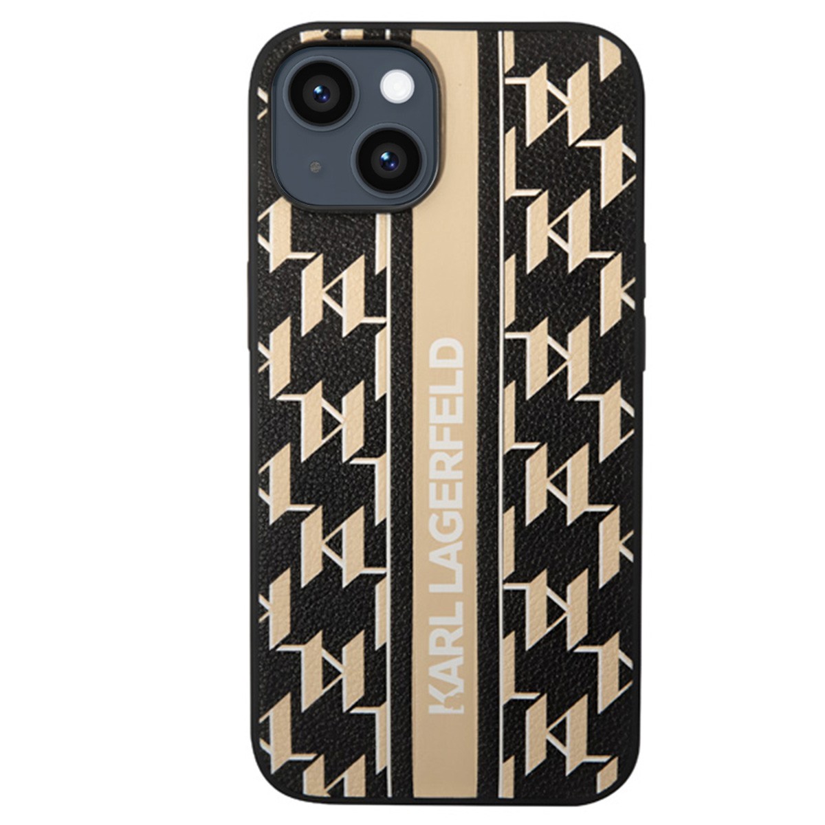Coque iPhone 14 Karl Lagerfeld Monogram Stripe en polyuréthane noir - 2