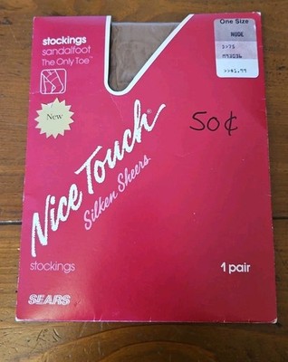 Vtg Sears Nice Touch Silken Sheers Stockings One Size  Sandalfoot Made in USA