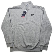Reebok Identity Fleece 1/4 Zip Sweatshirt Mens Medium Heather Grey Training NEW