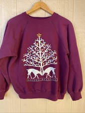 Vintage Seasons Greetings 1990 Christmas Reindeer Crewneck Sweatshirt L Women  s