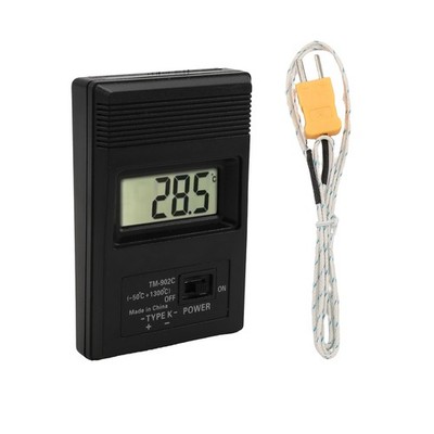 2X(Digital LCD Thermometer TM-902C Schwarz Typ K mit Thermoelement Sonde für Us7910